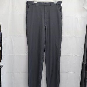 Haggar Cool 18 Pro Pants Mens 36 X 36 Hidden Elastic Grip Waist Classic Fit Gray
